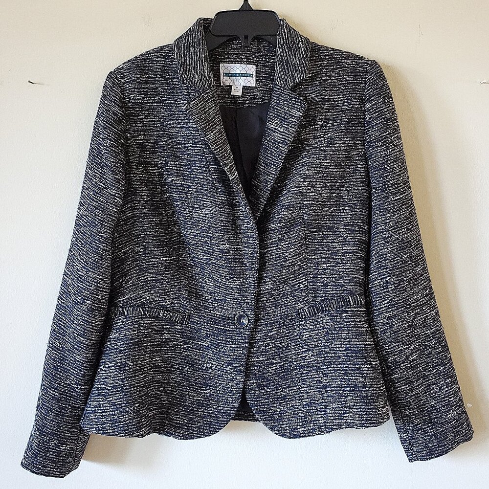 Pim + Larkin Tweed Long Sleeve Metallic Lined Blazer Jacket SZ M